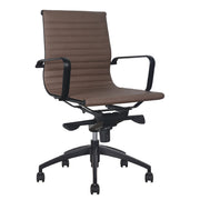 Rapidline Stylish Executive or Boardroom Medium Back Chair Tan PU with Black Frame