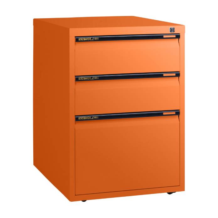 Statewide Mobile Pedestals 2 Personal 1 File Drawer - 675h x 467w x 610d Orange