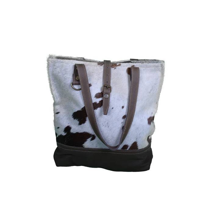 Cowhide And Leather Tote Bag