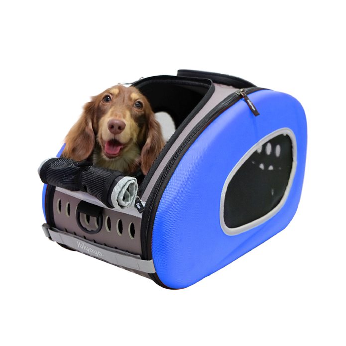 blue color pet stroller by eva