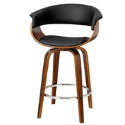 Artiss Set of 2 Bar Stools Wooden Bar Stool Swivel Kitchen Dining Chairs Pu Leather Black Black