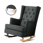 Artiss Rocking Armchair Feeding Chair Fabric Armchairs Lounge Recliner Charcoal