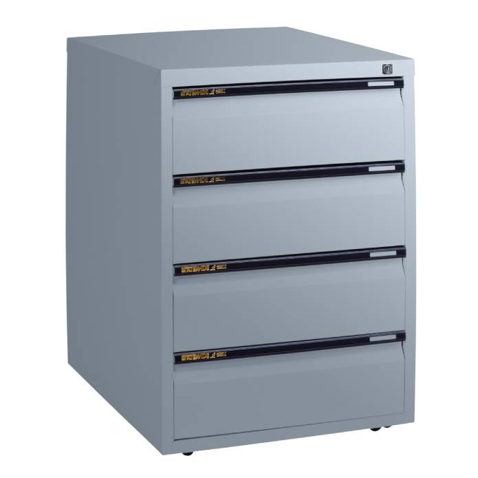 Statewide Mobile Pedestals 4 Personal Drawers - 675h x 467w x 610d Precious Silver