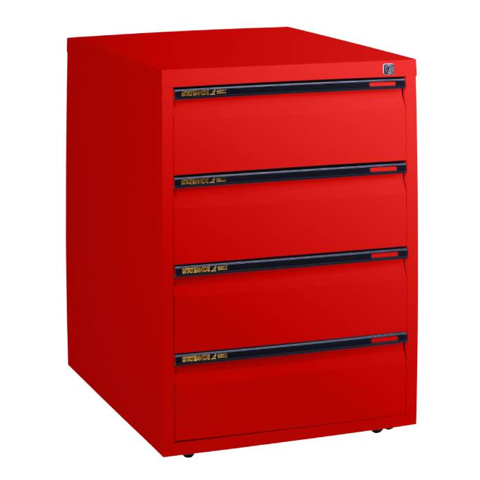 Statewide Mobile Pedestals 4 Personal Drawers - 675h x 467w x 610d Signal Red