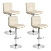 Artiss Set of 4 Leather Bar Stools Noel Kitchen Chairs Swivel Bar Stool Gas Lift Beige