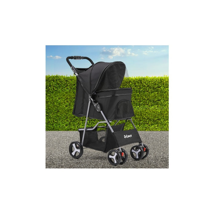 i.Pet 4 Wheel Pet Stroller - Black