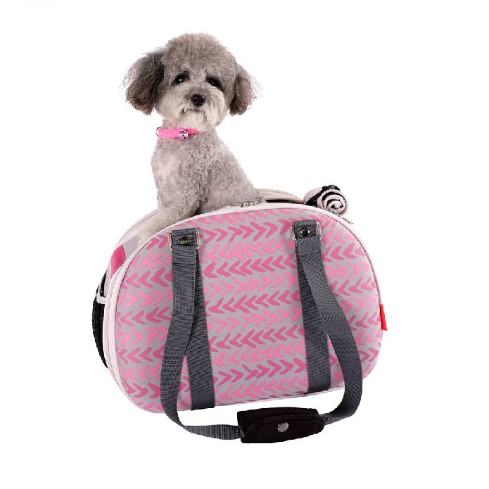 Ibiyaya Hardshell Travel Carrier for Cats & Dogs up to 5kg - Pink Chevron