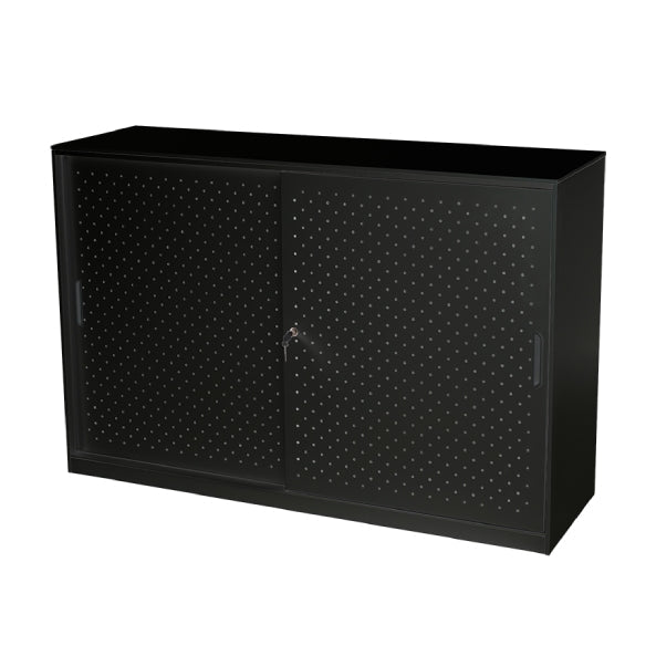 Rapidline Perforated Sliding Door Cupboard Black