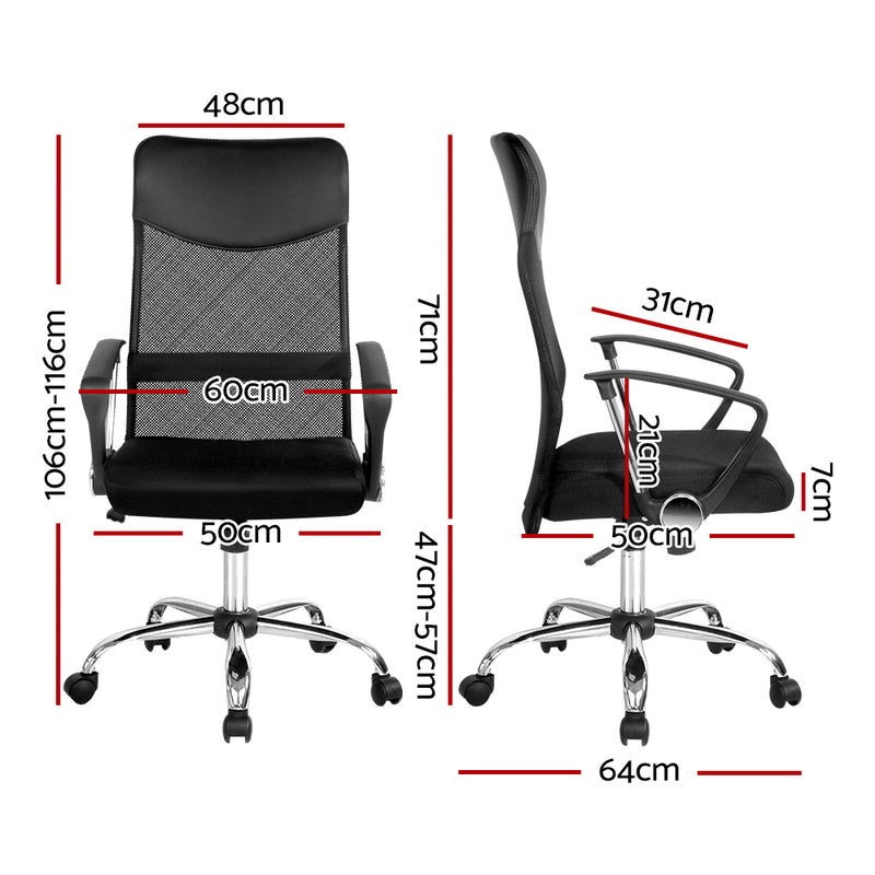Artiss PU Leather Mesh High Back Office Chair - Black