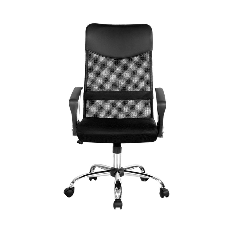 Artiss PU Leather Mesh High Back Office Chair - Black