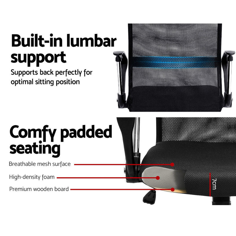 Artiss PU Leather Mesh High Back Office Chair - Black