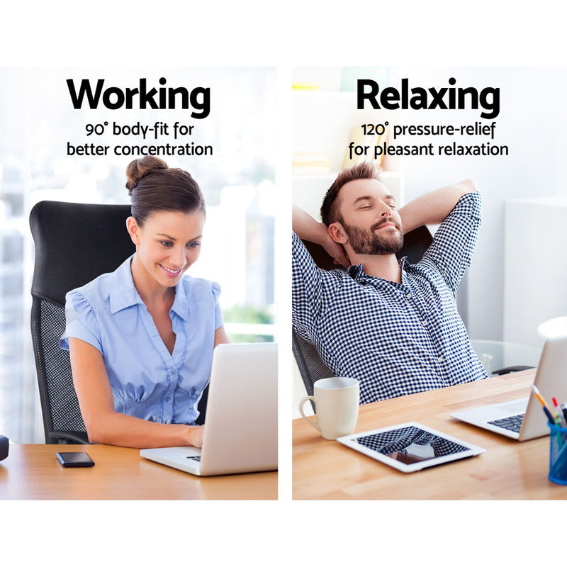 Artiss PU Leather Mesh High Back Office Chair - Black