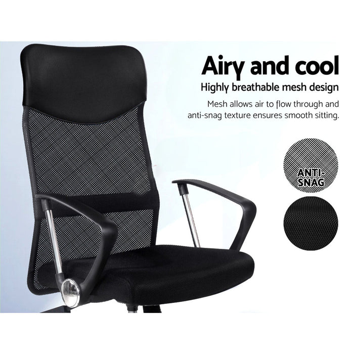 Artiss PU Leather Mesh High Back Office Chair - Black