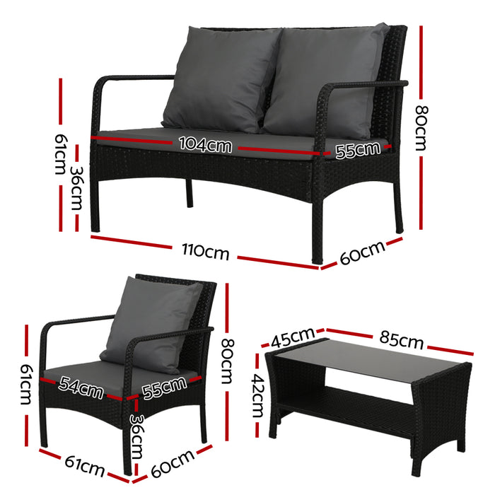 Gardeon Outdoor Furniture Lounge Table Chairs Garden Patio Wicker Sofa Set