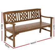 Gardeon Wooden Garden Bench 3 Seat Patio Furniture Timber Outdoor Lounge Chair