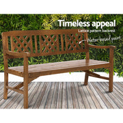 Gardeon Wooden Garden Bench 3 Seat Patio Furniture Timber Outdoor Lounge Chair