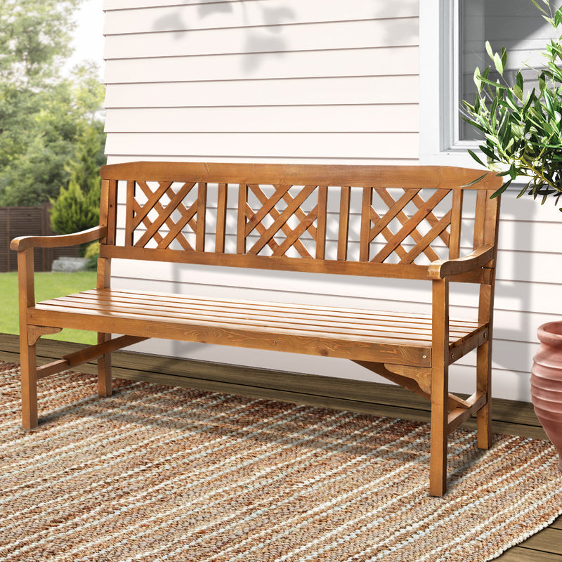 Gardeon Wooden Garden Bench 3 Seat Patio Furniture Timber Outdoor Lounge Chair