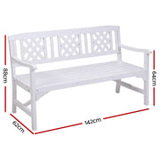 Gardeon Wooden Garden Bench 3 Seat Patio Furniture Timber Outdoor Lounge Chair