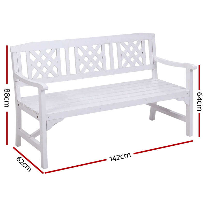 Gardeon Wooden Garden Bench 3 Seat Patio Furniture Timber Outdoor Lounge Chair