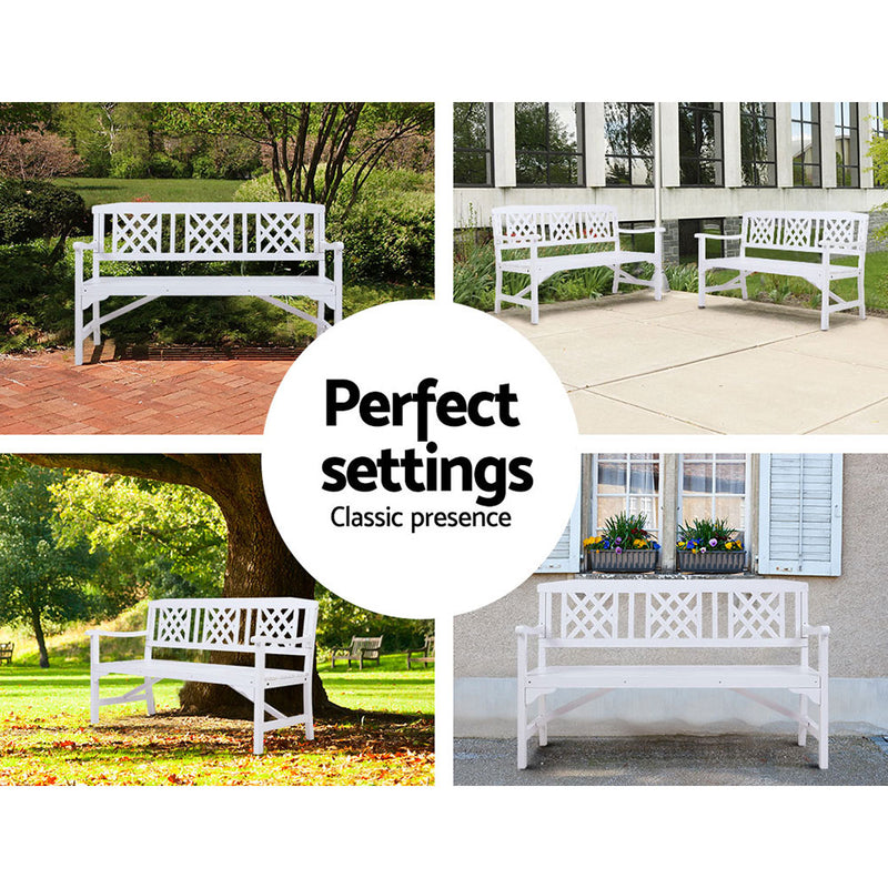 Gardeon Wooden Garden Bench 3 Seat Patio Furniture Timber Outdoor Lounge Chair