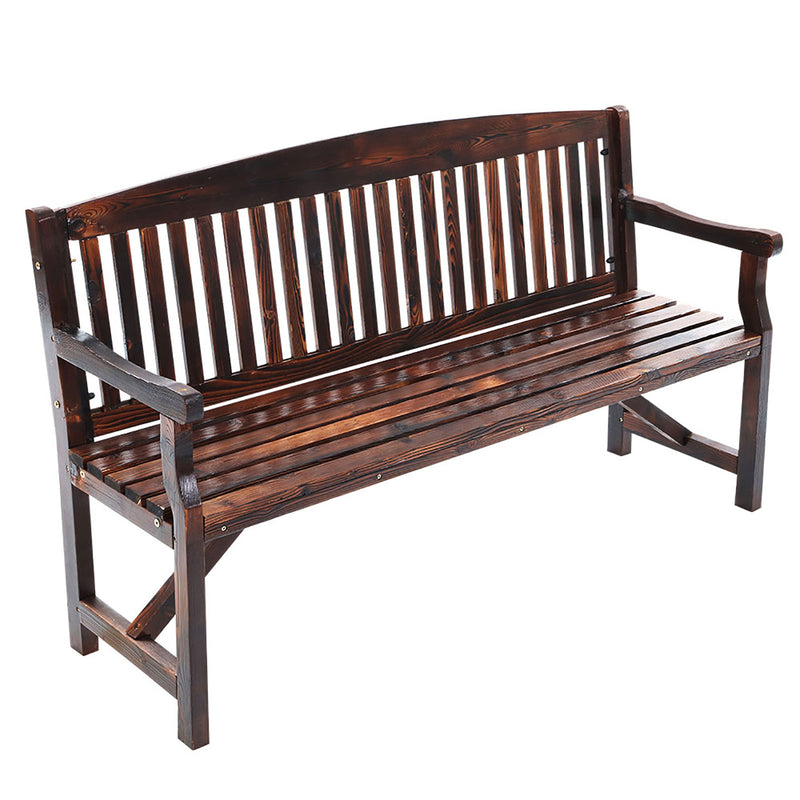 Gardeon Wooden Garden Bench Chair Natural Outdoor Furniture Décor Patio Deck 3 Seater Charcoal water based lacquer