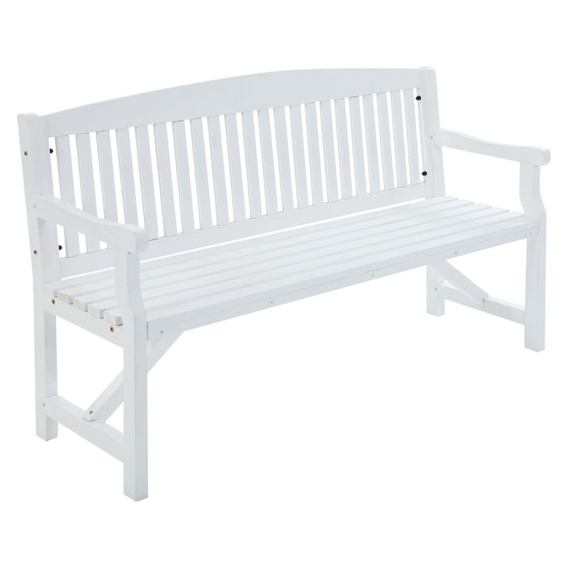 Gardeon Wooden Garden Bench Chair Natural Outdoor Furniture Décor Patio Deck 3 Seater White