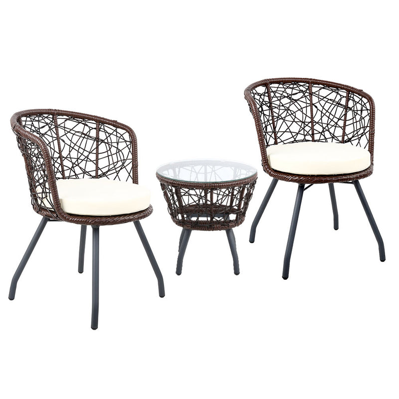 Gardeon Outdoor Patio Chair and Table Brown