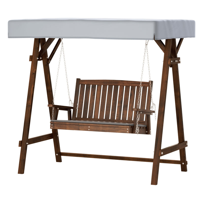 Gardeon Swing Chair Wooden Garden Bench Canopy 2 Seater Outdoor Furniture Charcoal