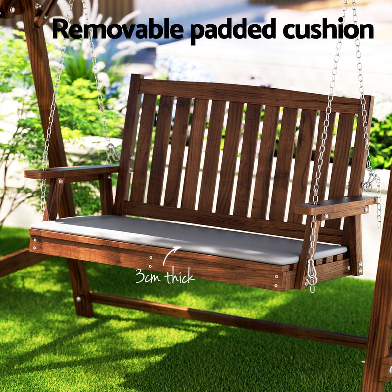 Gardeon Swing Chair Wooden Garden Bench Canopy 2 Seater Outdoor Furniture