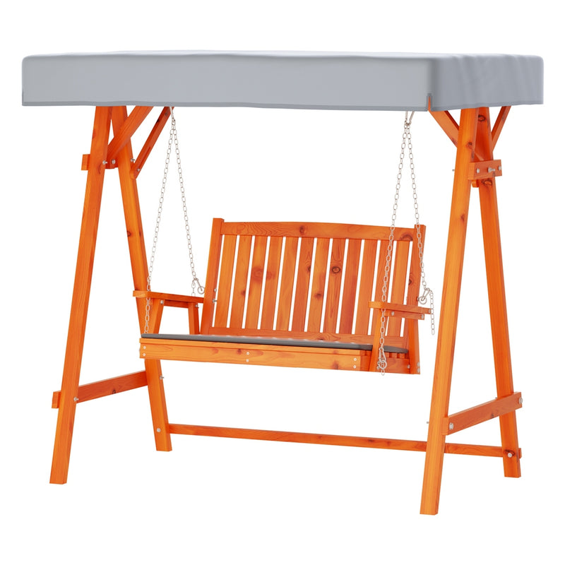 Gardeon Swing Chair Wooden Garden Bench Canopy 2 Seater Outdoor Furniture Teak