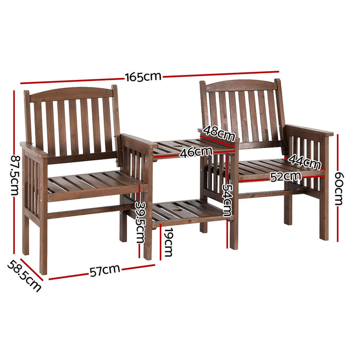 Gardeon Garden Bench Chair Table Loveseat Wooden Outdoor Furniture Patio Park