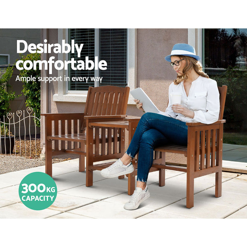 Gardeon Garden Bench Chair Table Loveseat Wooden Outdoor Furniture Patio Park