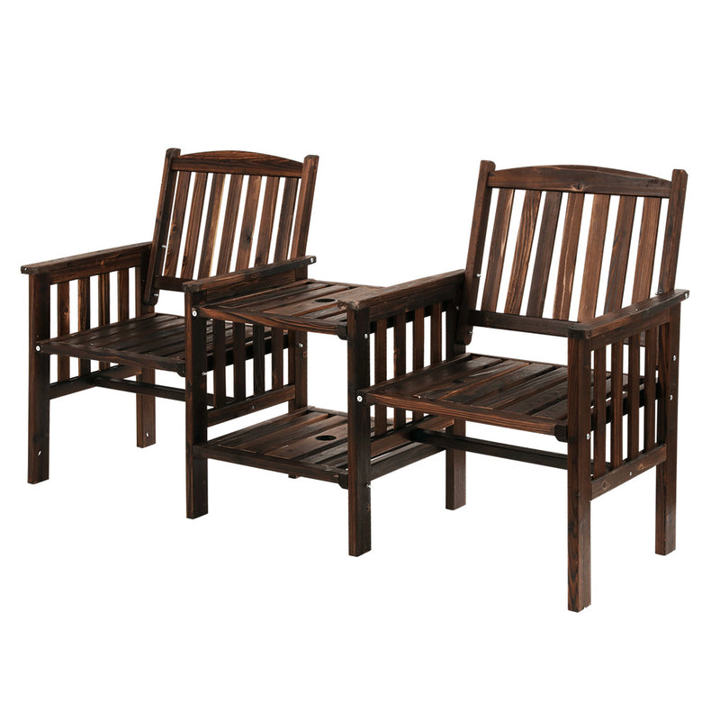 Gardeon Garden Bench Chair Table Loveseat Wooden Outdoor Furniture Patio Park Charcoal