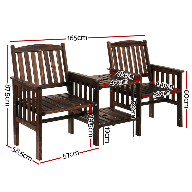 Gardeon Garden Bench Chair Table Loveseat Wooden Outdoor Furniture Patio Park