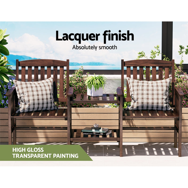 Gardeon Garden Bench Chair Table Loveseat Wooden Outdoor Furniture Patio Park