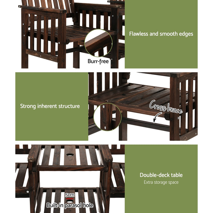 Gardeon Garden Bench Chair Table Loveseat Wooden Outdoor Furniture Patio Park