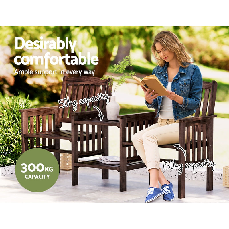 Gardeon Garden Bench Chair Table Loveseat Wooden Outdoor Furniture Patio Park