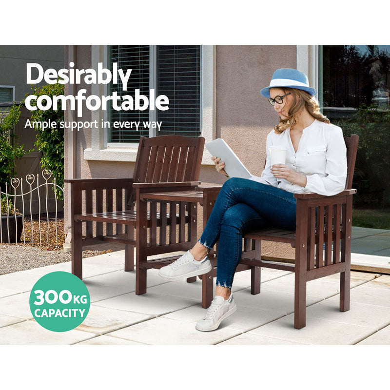Gardeon Garden Bench Chair Table Loveseat Wooden Outdoor Furniture Patio Park