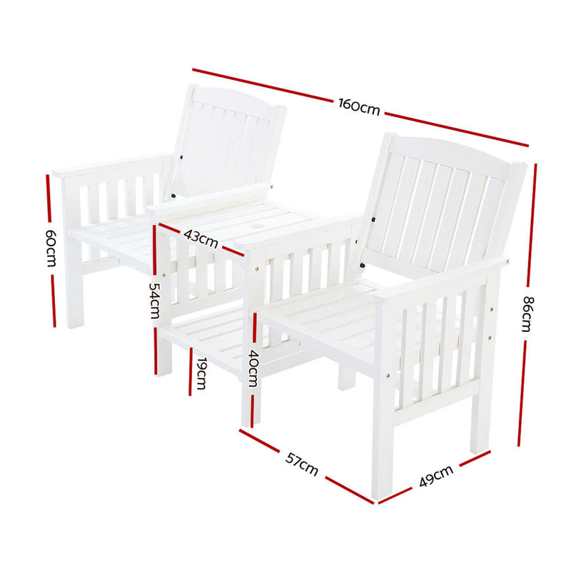 Gardeon Garden Bench Chair Table Loveseat Wooden Outdoor Furniture Patio Park