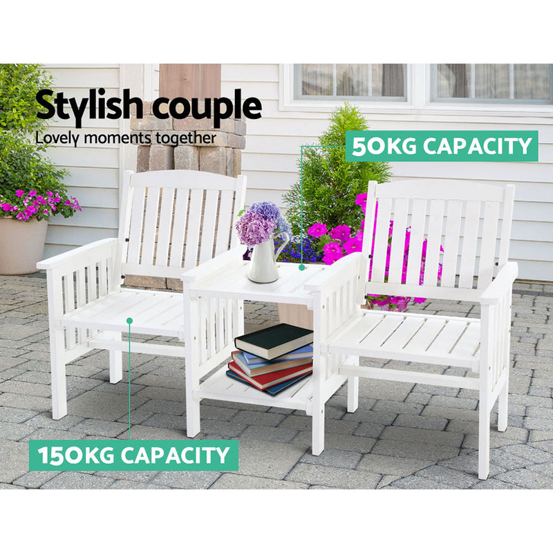 Gardeon Garden Bench Chair Table Loveseat Wooden Outdoor Furniture Patio Park