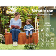 Gardeon Outdoor Storage Box Wooden Garden Bench 128.5cm Chest Tool Toy Sheds XL