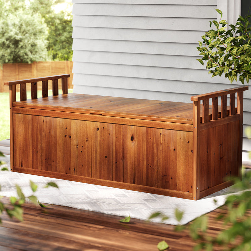 Gardeon Outdoor Storage Box Wooden Garden Bench 128.5cm Chest Tool Toy Sheds XL