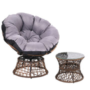Gardeon Outdoor Lounge Setting Furniture Papasan Chair Table Wicker Patio Sofa Brown