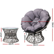 Gardeon Outdoor Lounge Setting Furniture Papasan Chair Table Wicker Patio Sofa