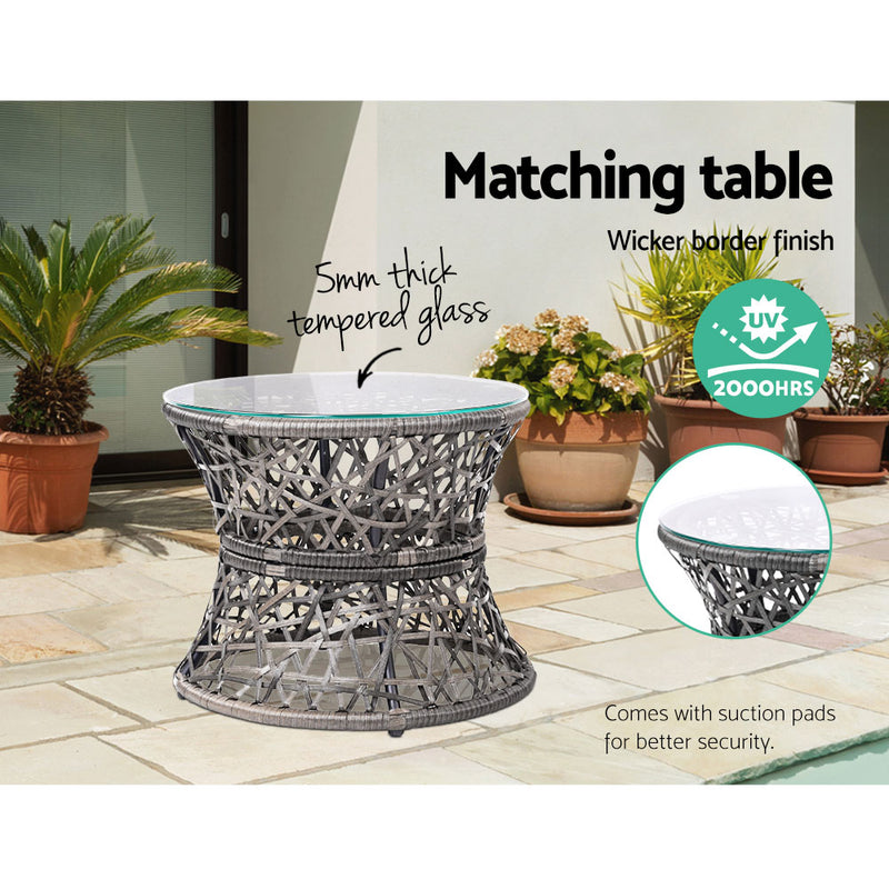 Gardeon Outdoor Lounge Setting Furniture Papasan Chair Table Wicker Patio Sofa