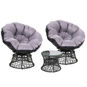 Gardeon Papasan Chair and Side Table Set Black