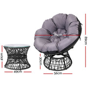 Gardeon Papasan Chair and Side Table Set
