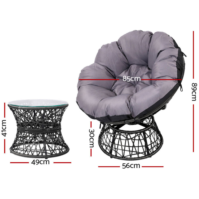 Gardeon Papasan Chair and Side Table Set