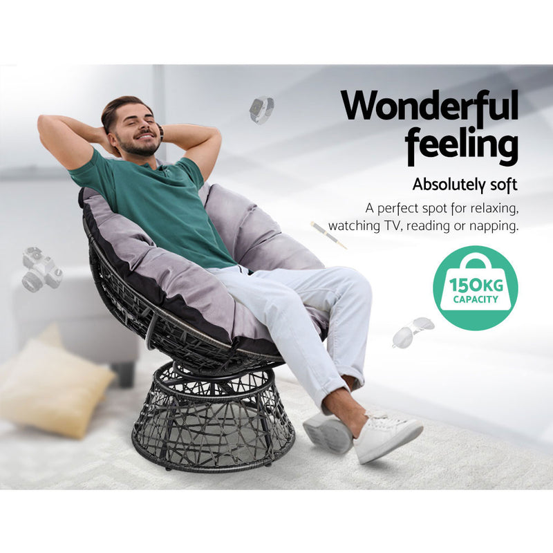 Gardeon Papasan Chair and Side Table Set