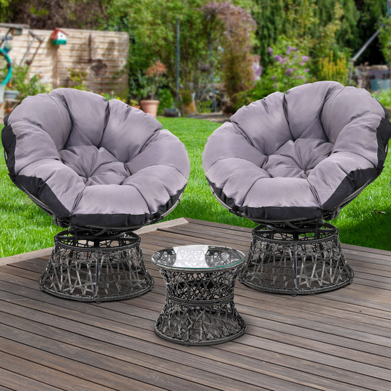 Gardeon Papasan Chair and Side Table Set